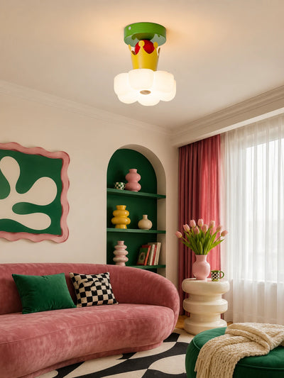 Fluted Glass Color-Block Ceiling Light