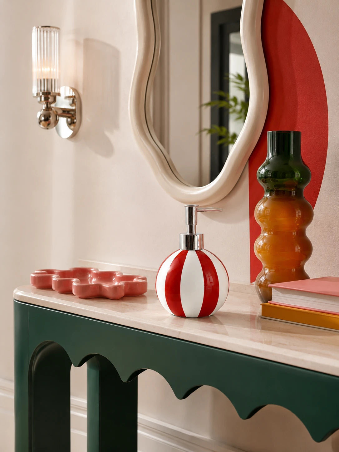 Striped Ceramic Soap Dispenser