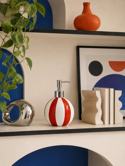 Striped Ceramic Soap Dispenser