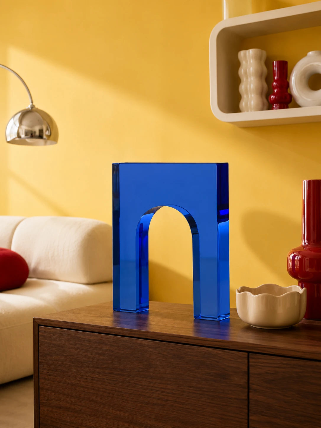 Colorful Geometric Crystal Arch Ornament — Dopamine Decor Sculptural Accent