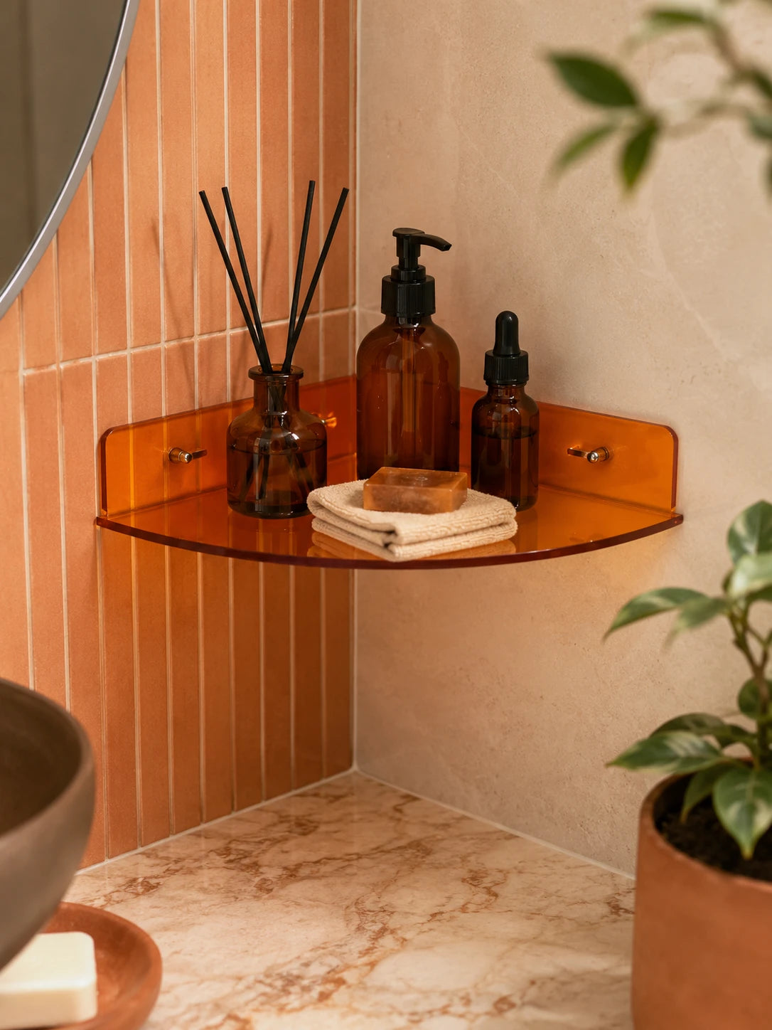Acrylic Corner Shower Shelf – Space-Saving Bathroom Storage