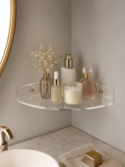 Acrylic Corner Shower Shelf – Space-Saving Bathroom Storage