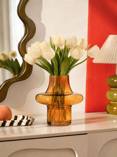 Amber Glass Vase — Mid-Century Modern Dopamine Decor