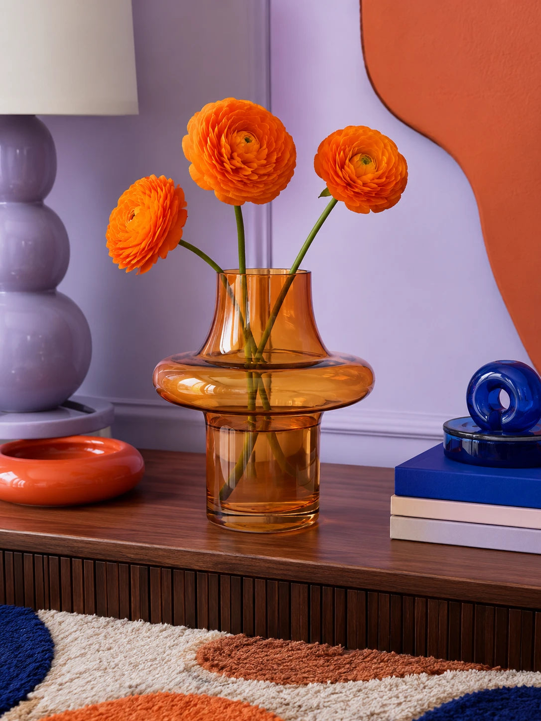 Amber Glass Vase — Mid-Century Modern Dopamine Decor