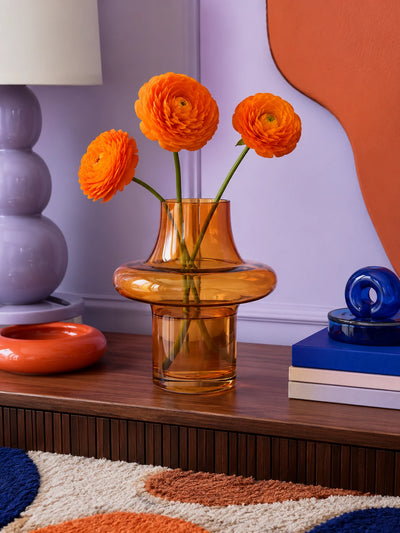 Amber Glass Vase — Mid-Century Modern Dopamine Decor