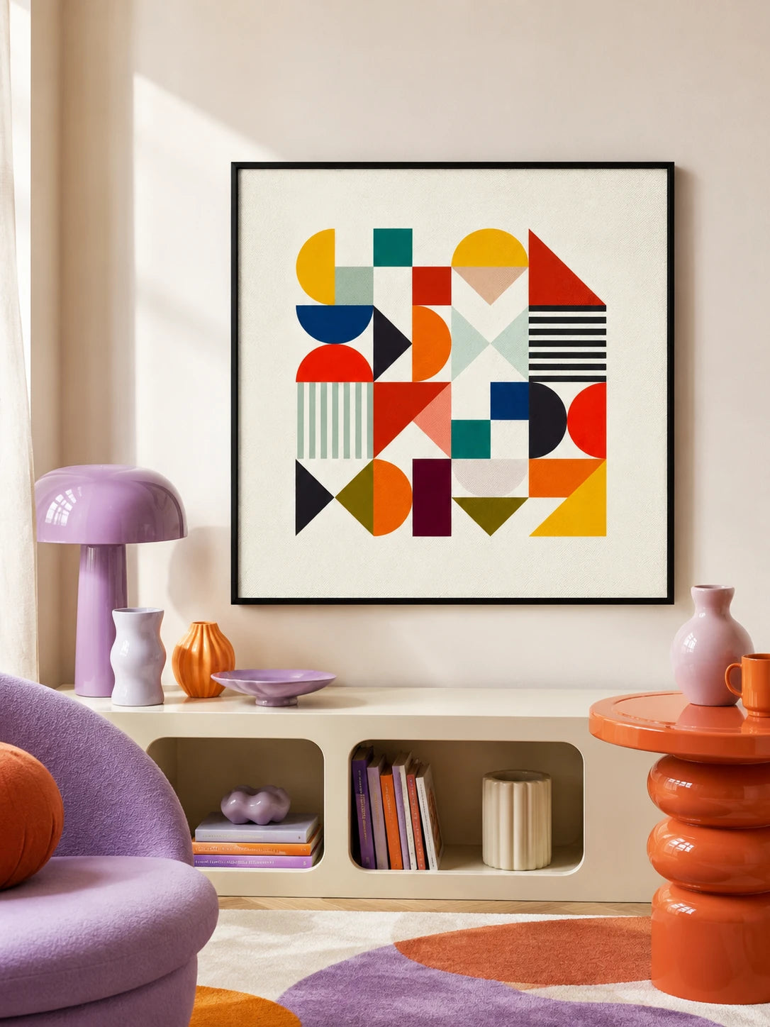 Geometric Abstract Canvas Print — Dopamine Decor Wall Art