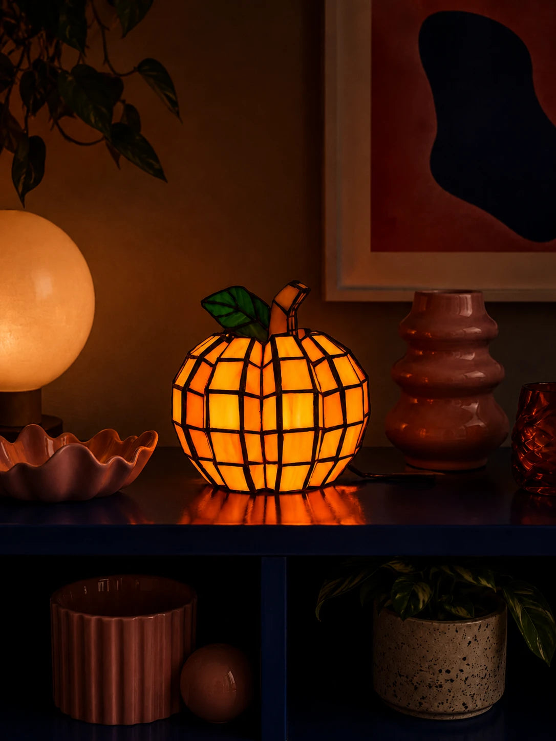 Stained Glass Pumpkin Lamp