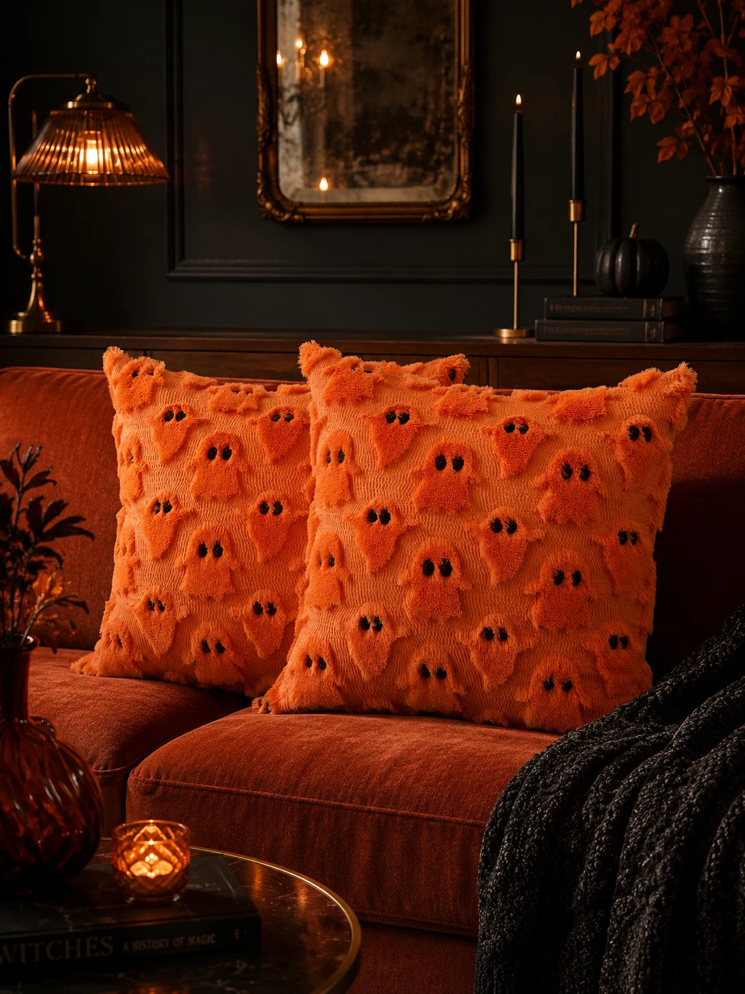 Ghost Plush Halloween Throw Pillow Covers