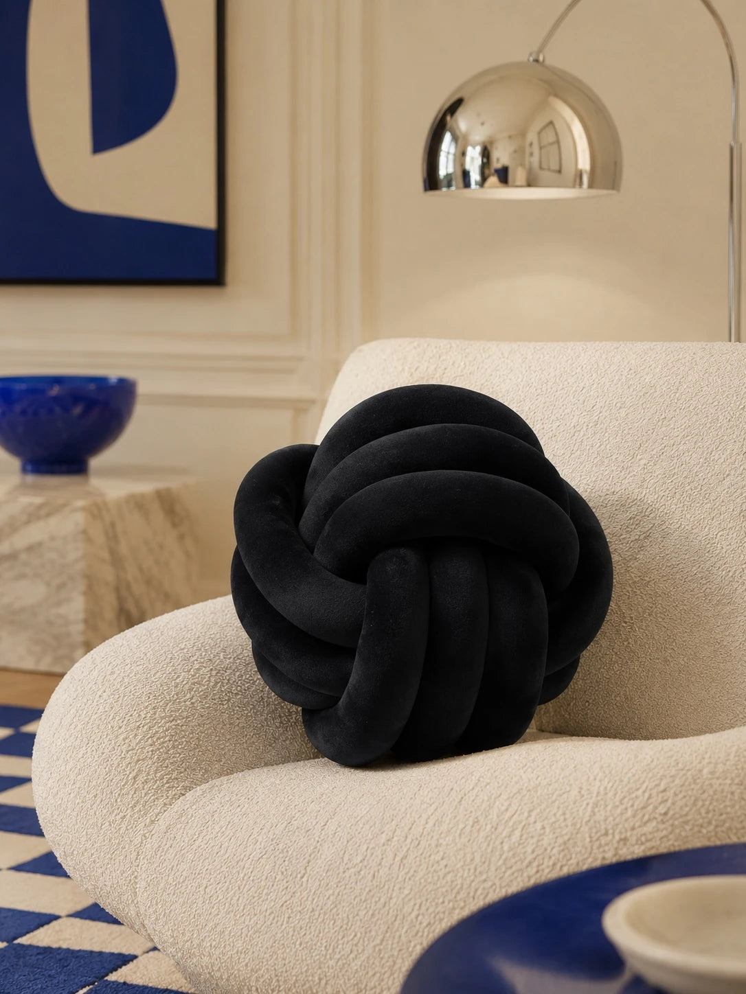 Knotted Ball Throw Pillow: Soft Sculptural Decor