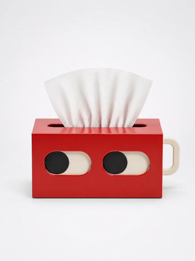 Cartoon Face Tissue Box Cover: Dopamine Decor Sculptural Statement