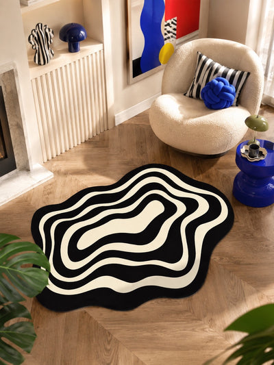 Wavy Ripple Floor Mat - Playful Optical Illusion Bath Rug — Retro Radius