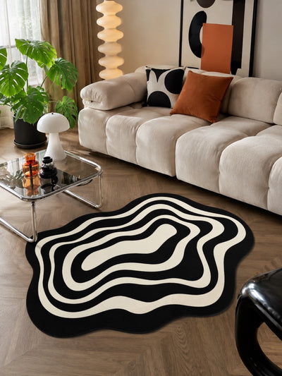 Wavy Ripple Floor Mat - Playful Optical Illusion Bath Rug — Retro Radius