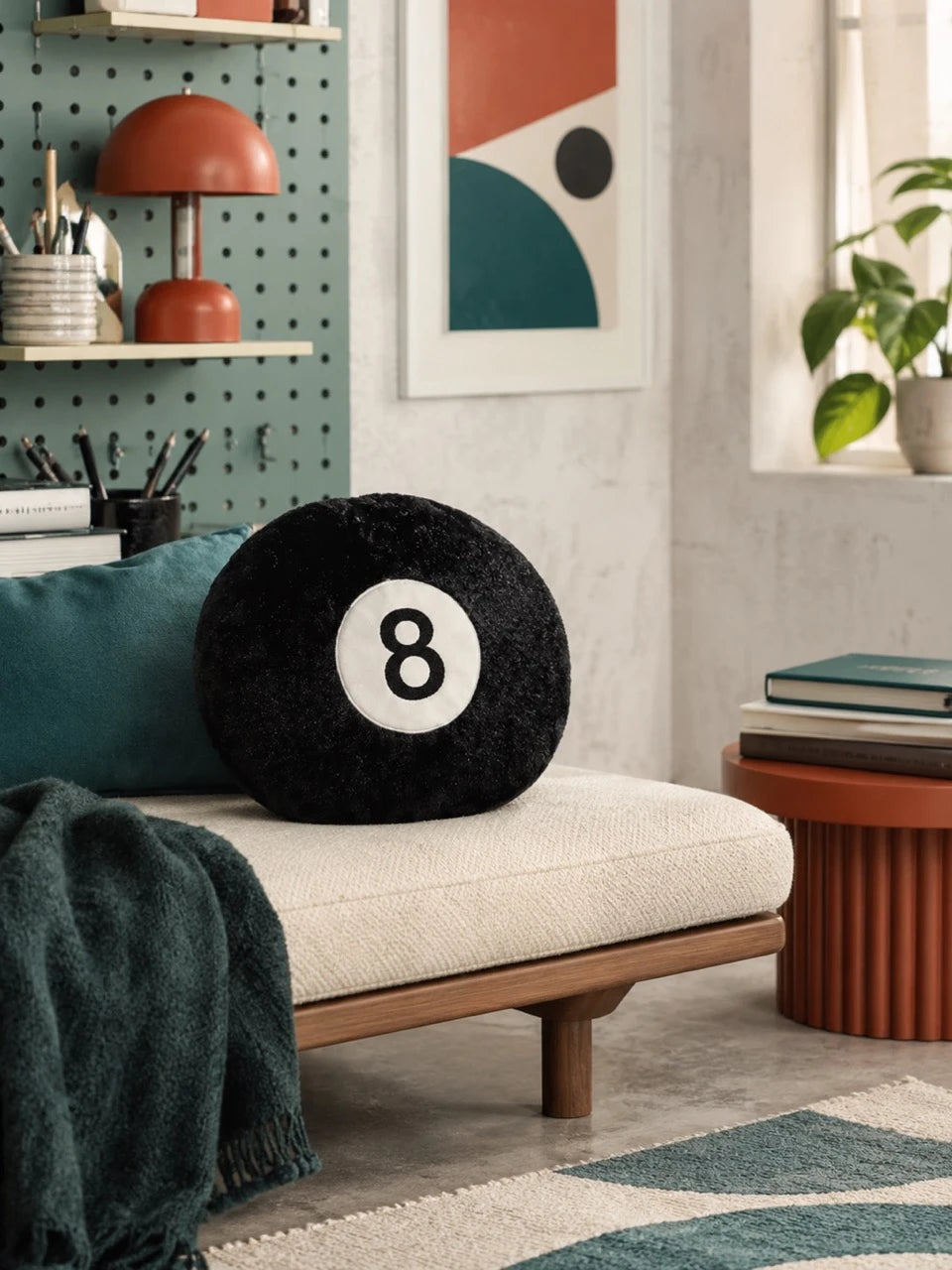Retro Radius 8-Ball Sphere Cushion: The Dopamine Decor Accent Pillow