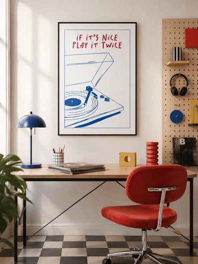 Record Player Graphic Wall Art Poster
