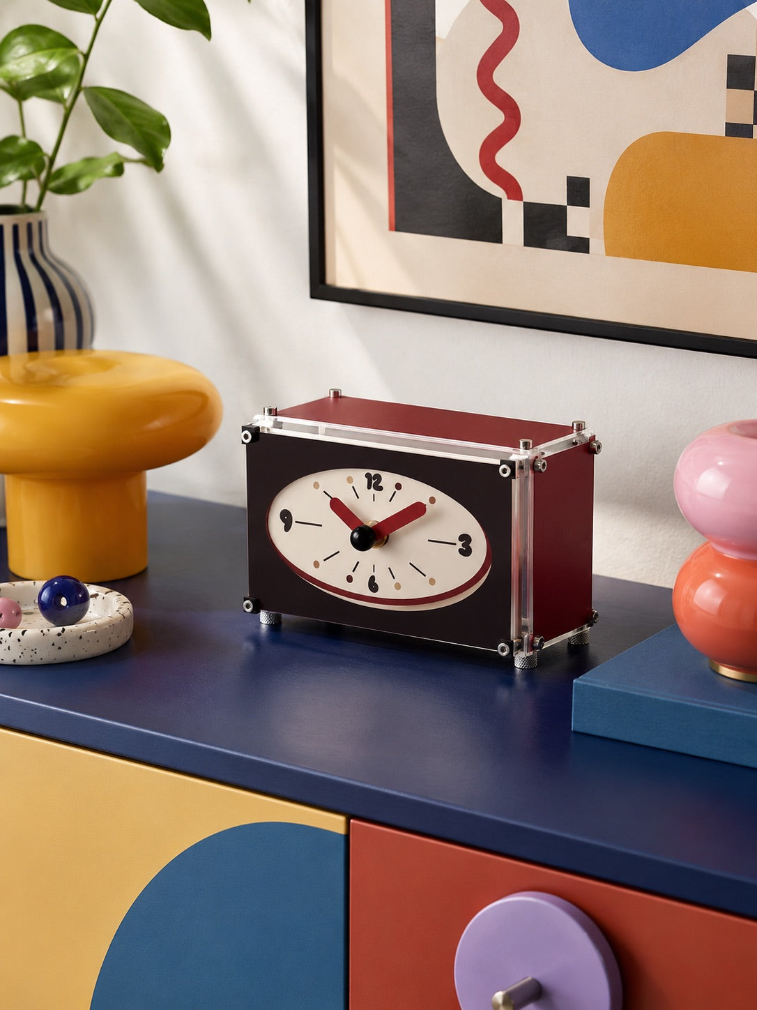 Eclectic Industrial Acrylic Desk Clock — Vibrant Color Series