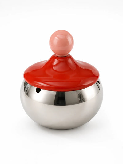 Memphis Style Stainless Steel Ashtray with Lid — Dopamine Decor Statement Piece
