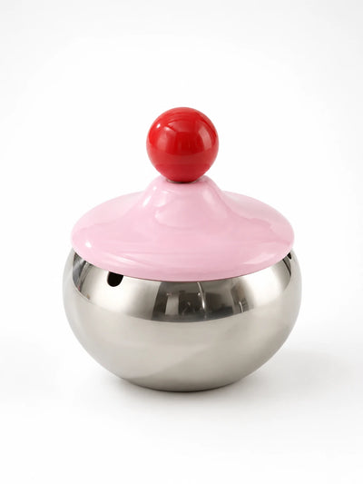 Memphis Style Stainless Steel Ashtray with Lid — Dopamine Decor Statement Piece