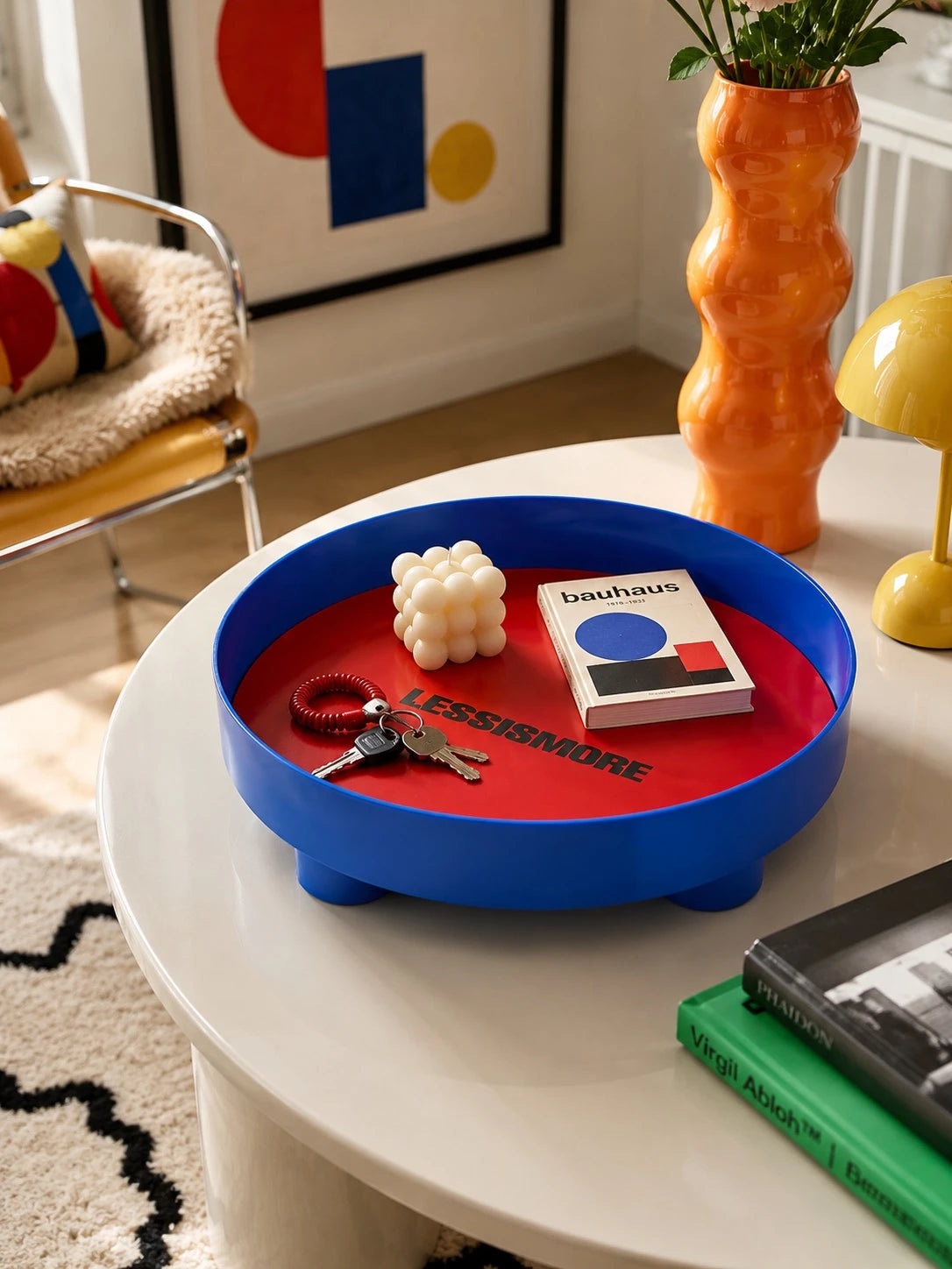 Memphis Color-Contrasting Circular Tray: The Dopamine Decor Catchall