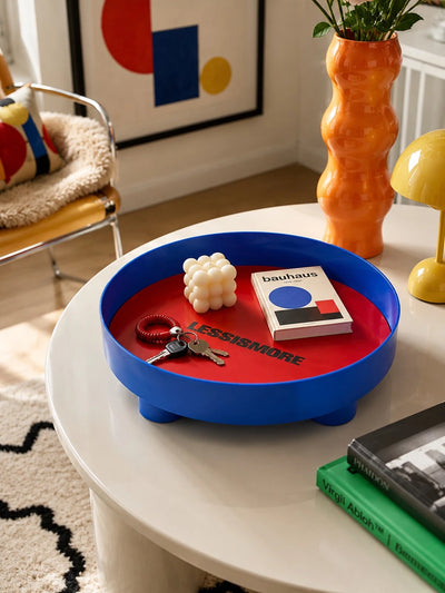 Memphis Color-Contrasting Circular Tray: The Dopamine Decor Catchall