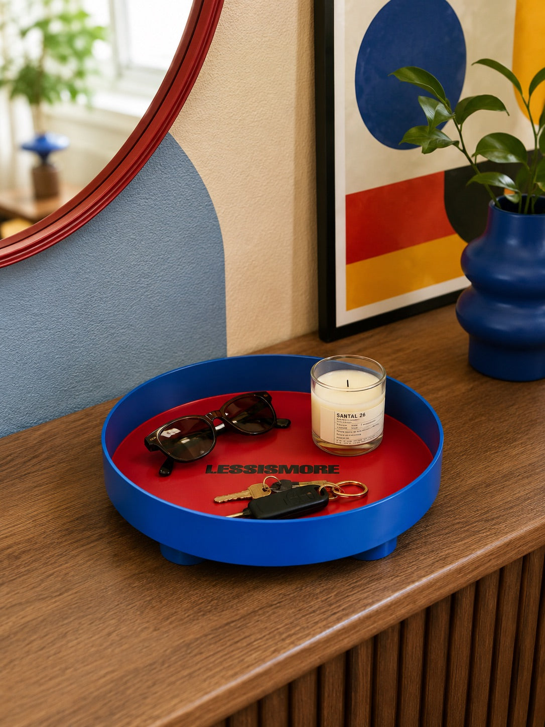 Memphis Color-Contrasting Circular Tray: The Dopamine Decor Catchall
