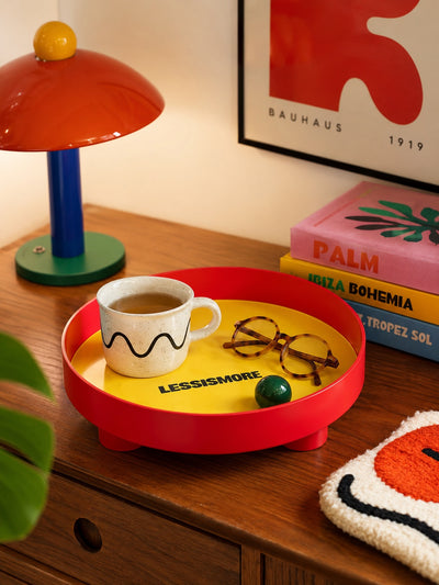 Memphis Color-Contrasting Circular Tray: The Dopamine Decor Catchall