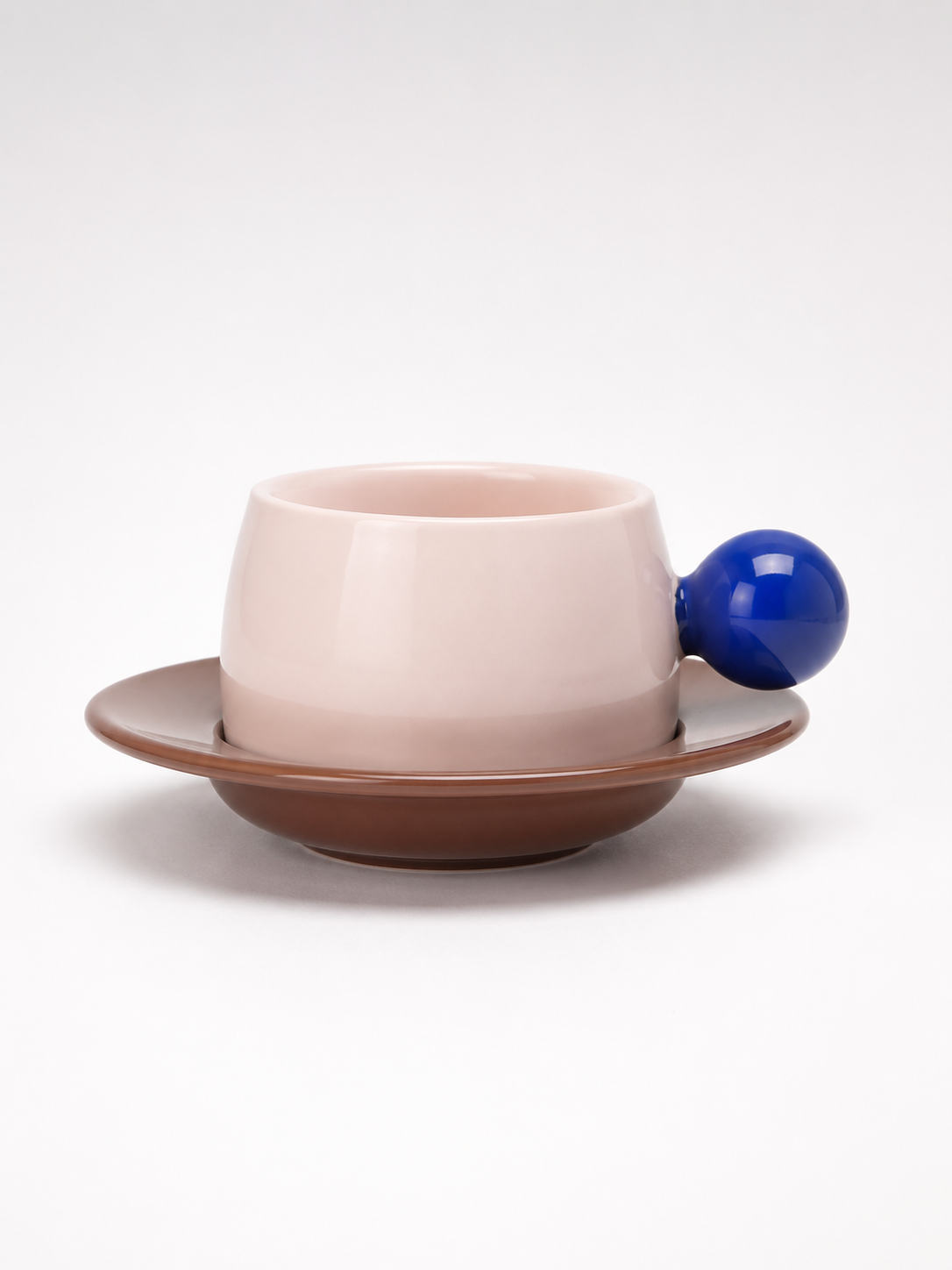 Bubble Handle Ceramic Cup & Saucer Set — Playful Dopamine Decor Tableware