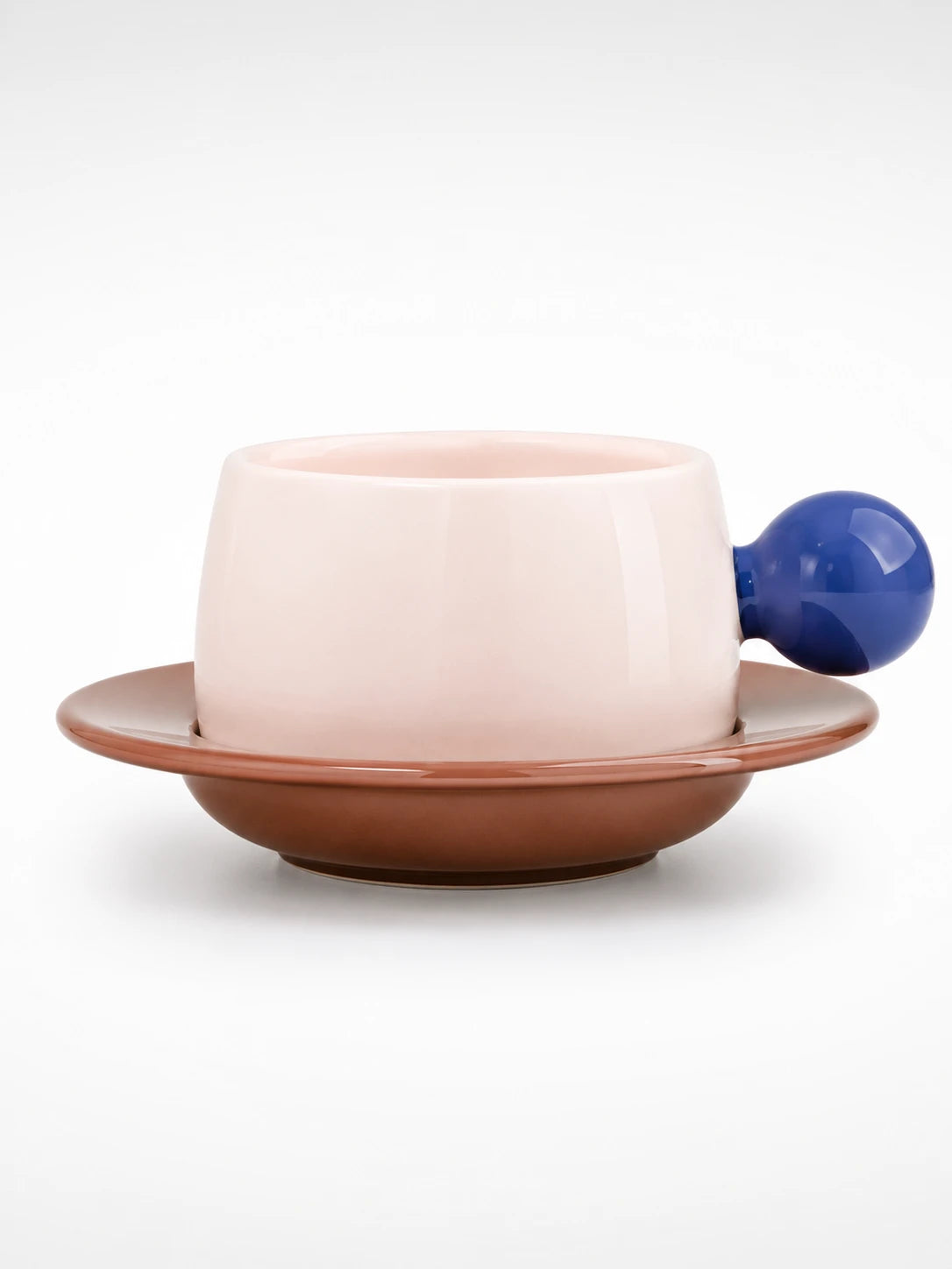 Bubble Handle Ceramic Cup & Saucer Set — Playful Dopamine Decor Tableware