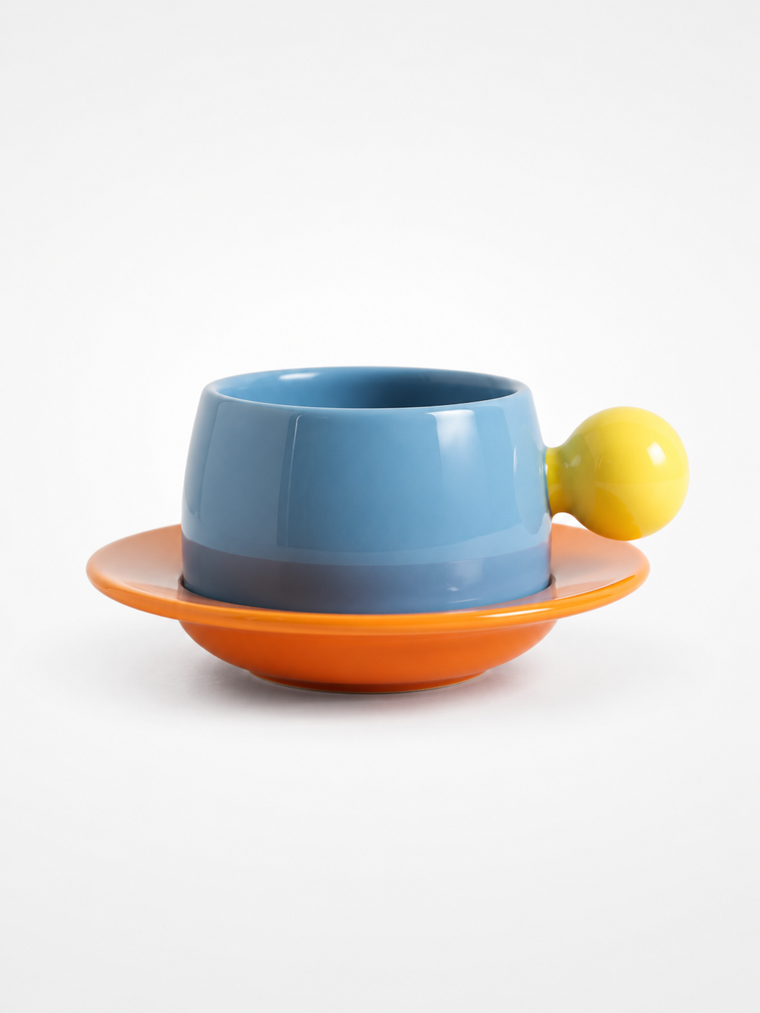 Bubble Handle Ceramic Cup & Saucer Set — Playful Dopamine Decor Tableware