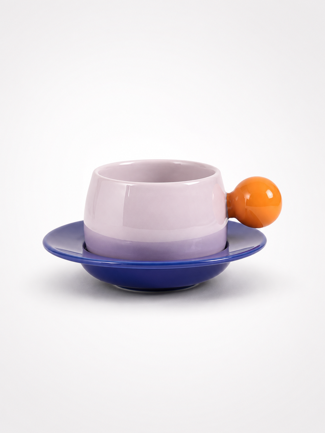 Bubble Handle Ceramic Cup & Saucer Set — Playful Dopamine Decor Tableware