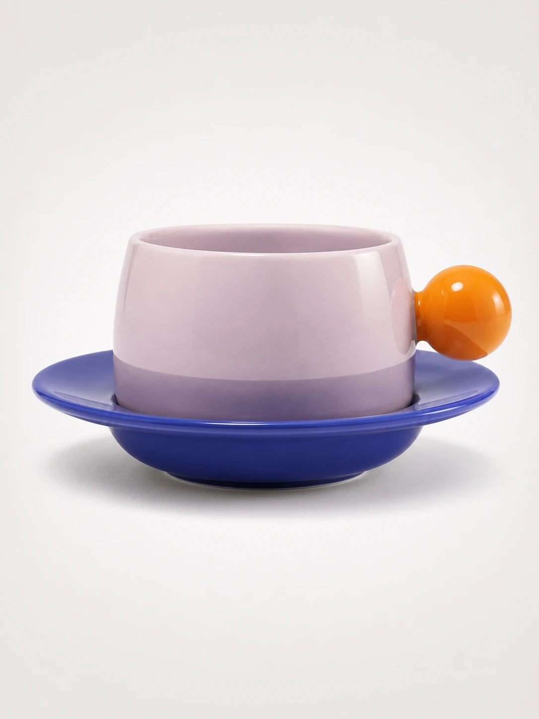 Bubble Handle Ceramic Cup & Saucer Set — Playful Dopamine Decor Tableware