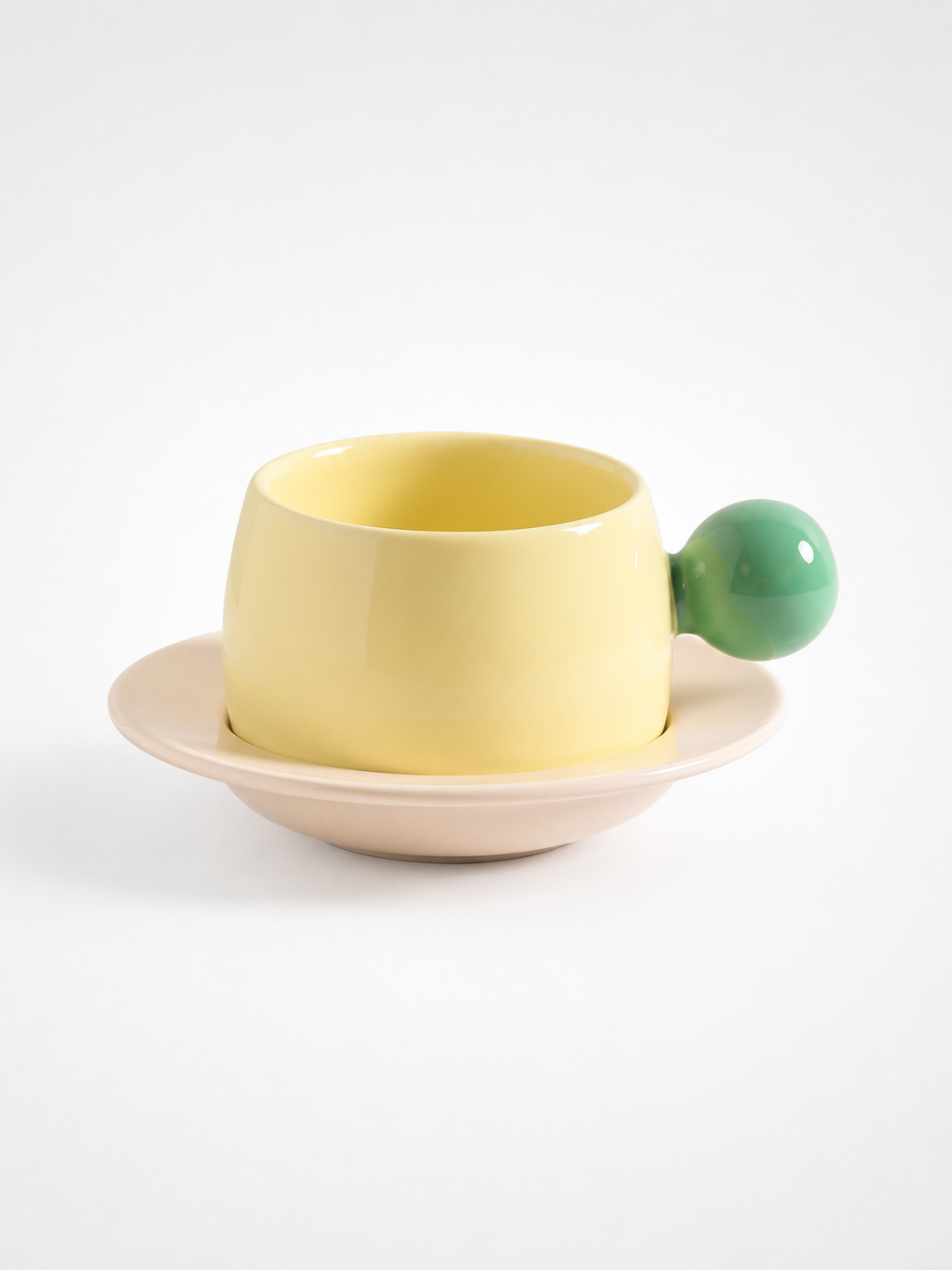 Bubble Handle Ceramic Cup & Saucer Set — Playful Dopamine Decor Tableware