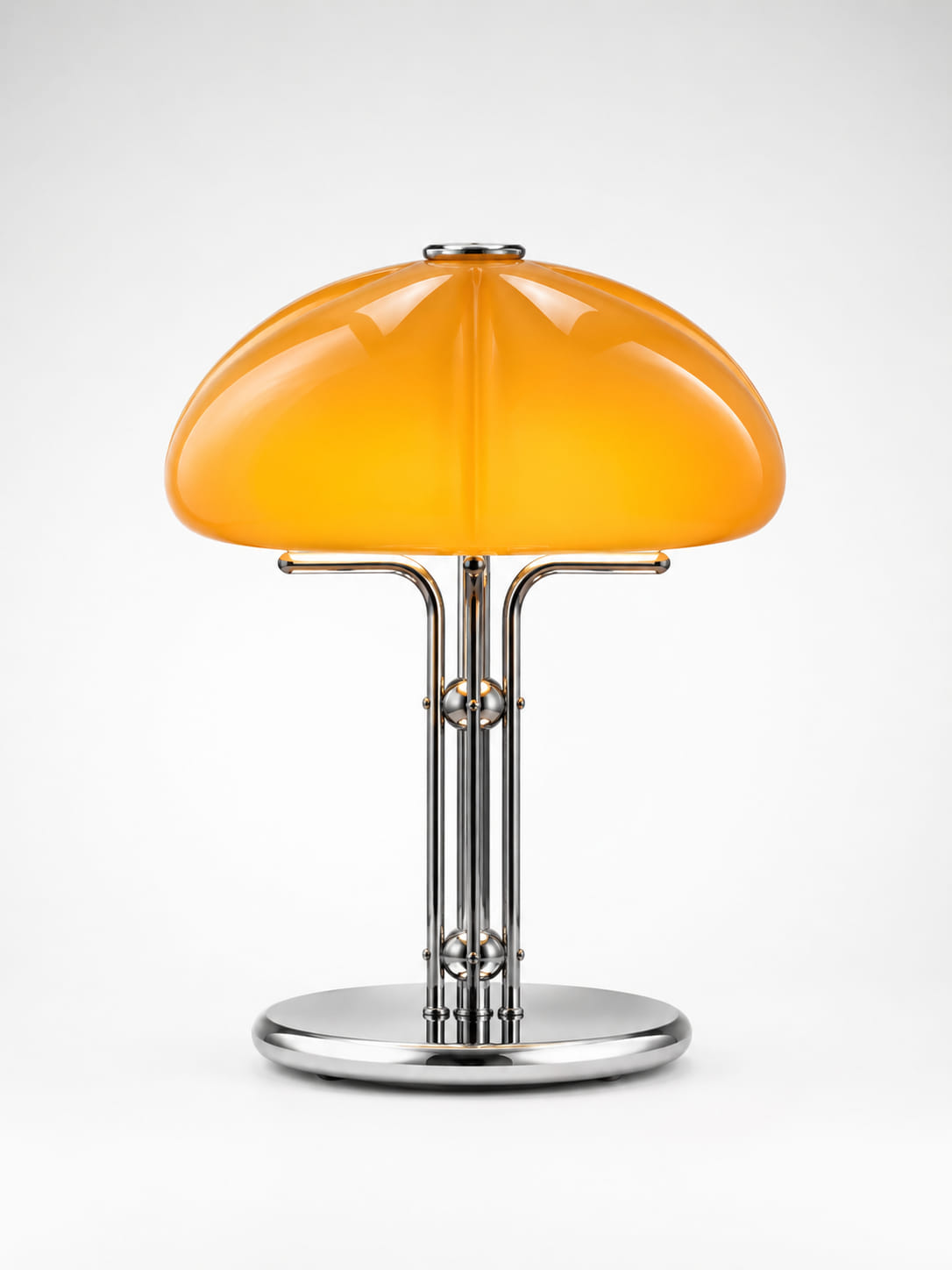Golden Yves Mushroom Table Lamp: Dimmable Vintage Glass
