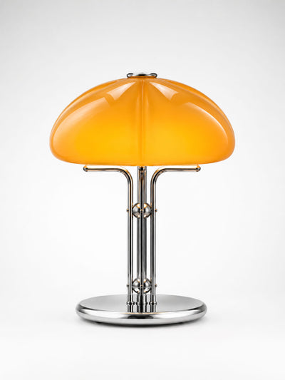 Golden Yves Mushroom Table Lamp: Dimmable Vintage Glass