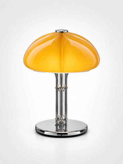 Golden Yves Mushroom Table Lamp: Dimmable Vintage Glass