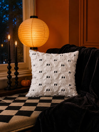 3D Ghost Embroidered Throw Pillow Cover