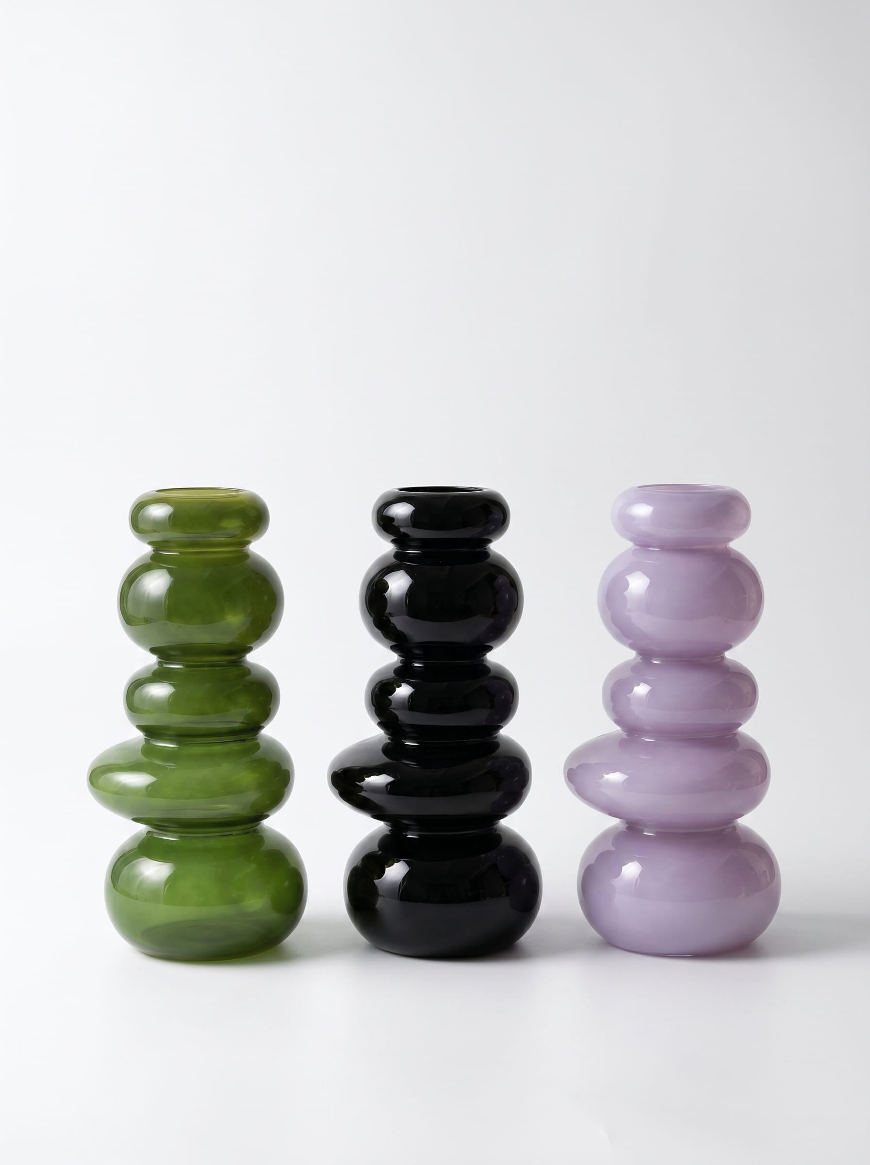 Rero Solid Color Glass Vase – Stacked Sculptural Silhouette