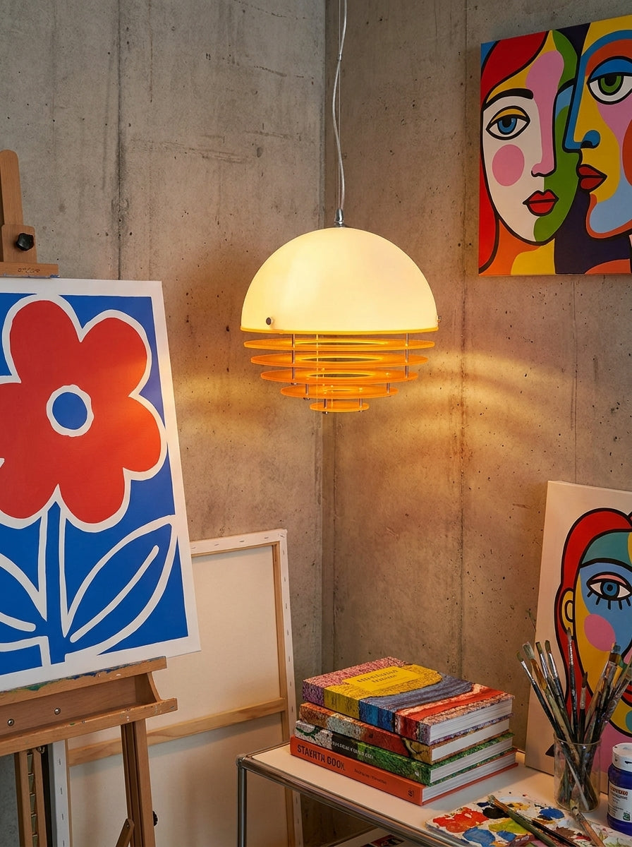 Bauhaus Layered Pendant Lamp – Retro Geometric Ceiling Light