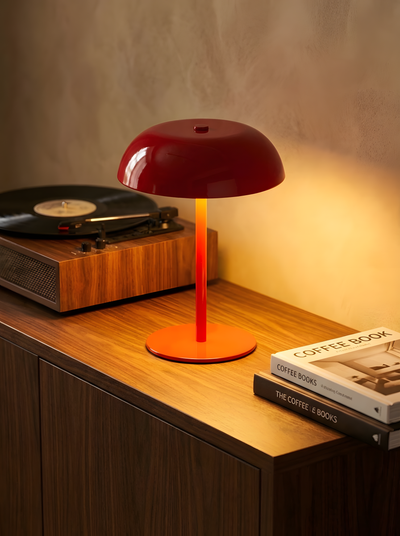 Cordless Mushroom Table Lamp – Dimmable Metal Ambient Light
