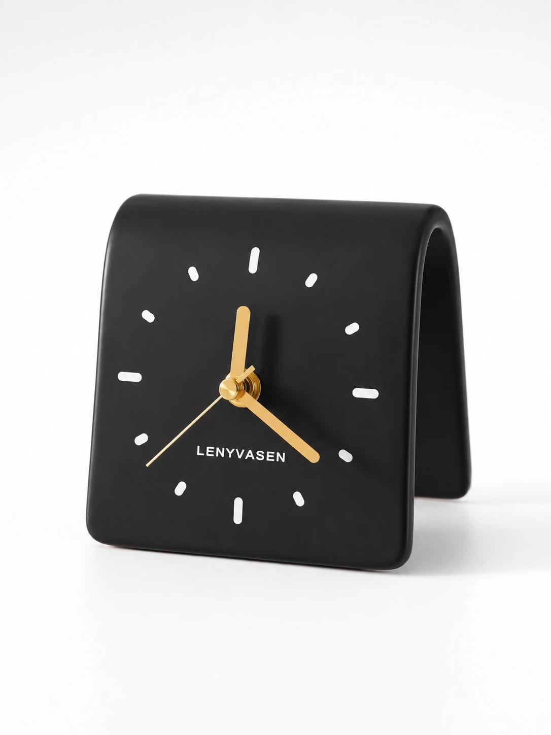 Architectural Curved Ceramic Table Clock — Minimalist Dopamine Decor Accent