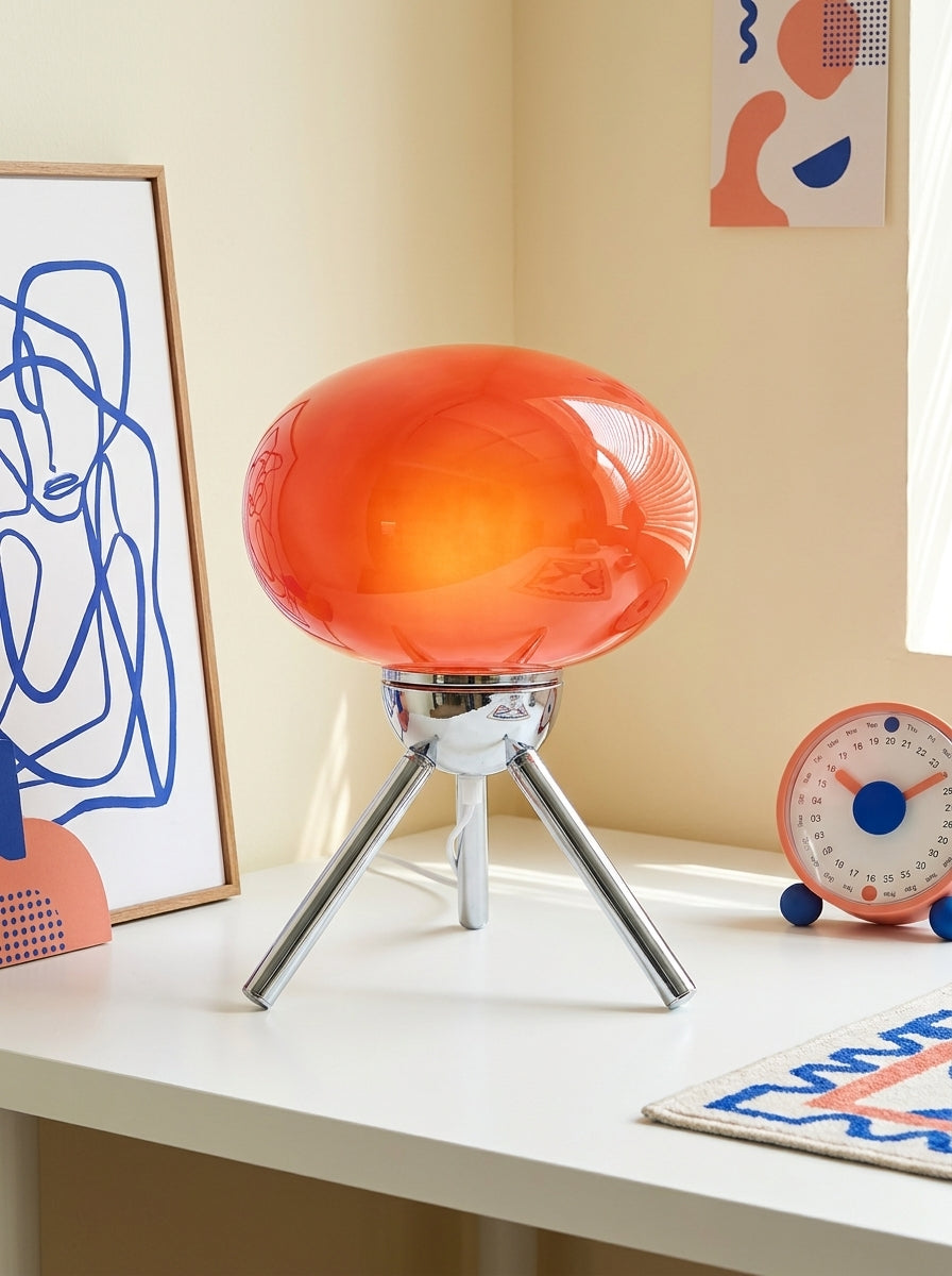 Mushroom Table Lamp, Mid-Century Modern Space Age Tripod