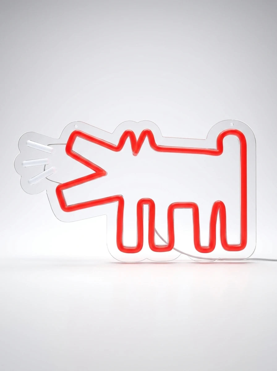 Barking Dog LED Neon Sign: Red Pop Art Wall Light
