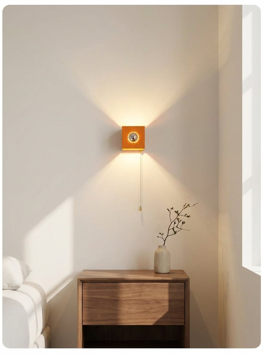 Memphis Design Colorful Wall Light – Pull-Chain Metal Sconce