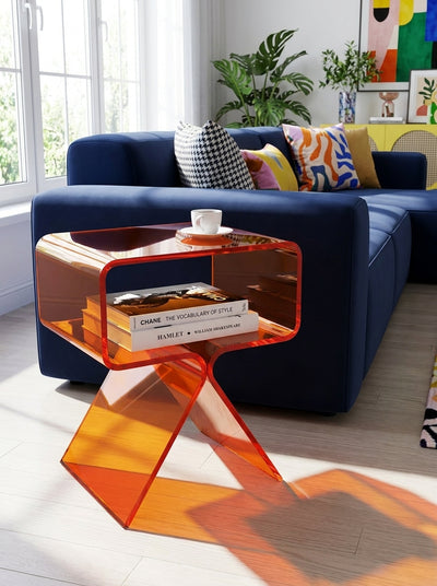Acrylic Bedside Table – Seamless Translucent Storage Cubby
