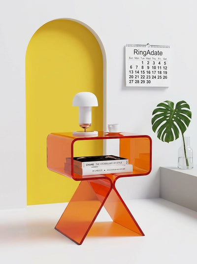 Acrylic Bedside Table – Seamless Translucent Storage Cubby