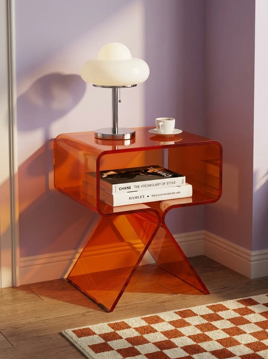 Translucent Acrylic Bedside Table: Floating Minimalist Nightstand