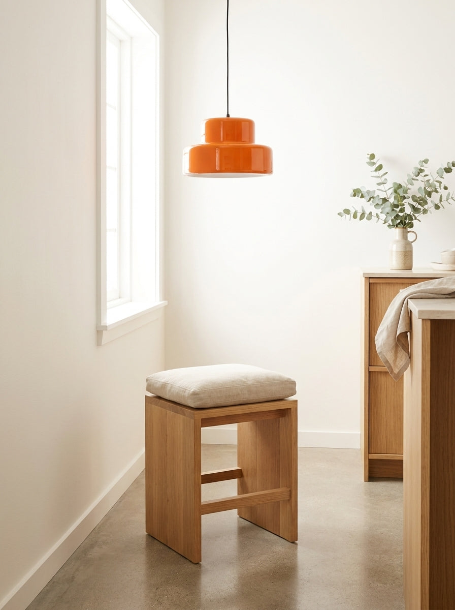 Nordic Minimalist Double-Layer Pendant Light – 35cm Orange Wrought Iron Hanging Lamp