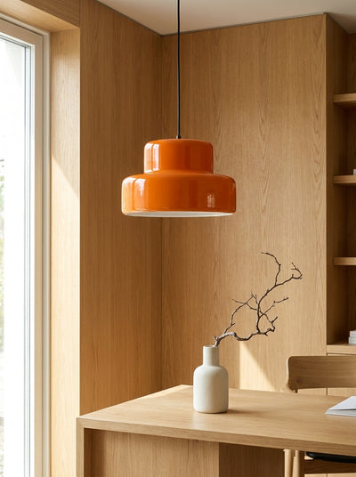 Nordic Minimalist Double-Layer Pendant Light – 35cm Orange Wrought Iron Hanging Lamp