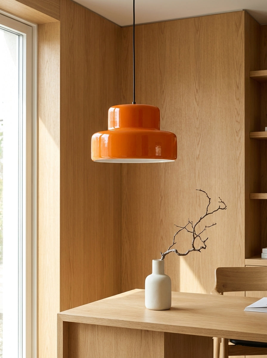 Nordic Minimalist Double-Layer Pendant Light – 35cm Orange Wrought Iron Hanging Lamp