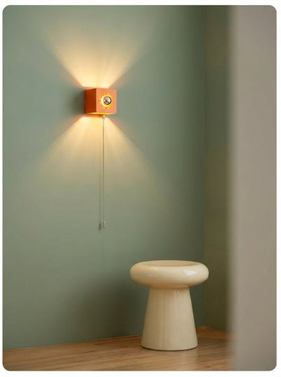 Memphis Design Colorful Wall Light – Pull-Chain Metal Sconce