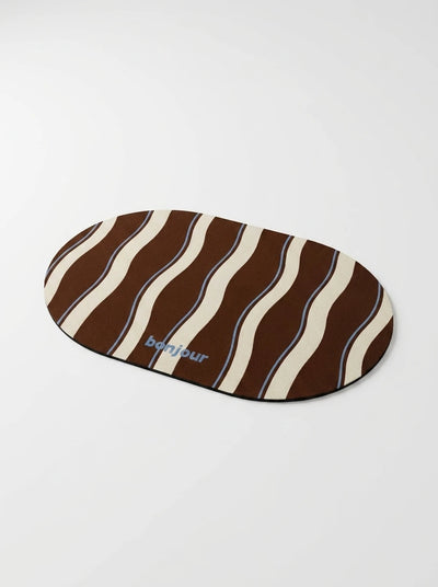 Retro Striped Diatom Mud Bath Mat | Quick-Dry Absorbent Rug